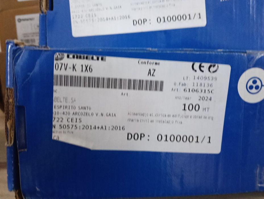 4 Rolos Fio eléctrico 6mm