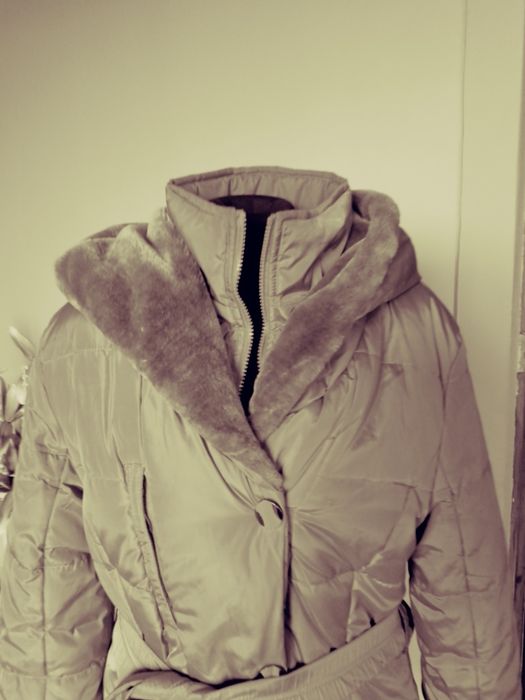 Kurtka bez dluga zimowa XL kaptur ocieplana