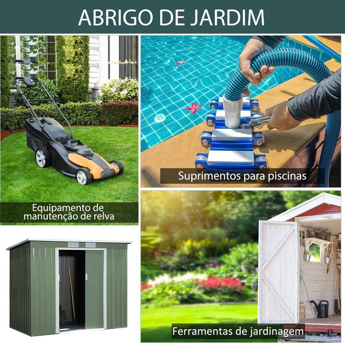 Abrigo de Jardim 213x130x173 cm em Aço Galvanizado