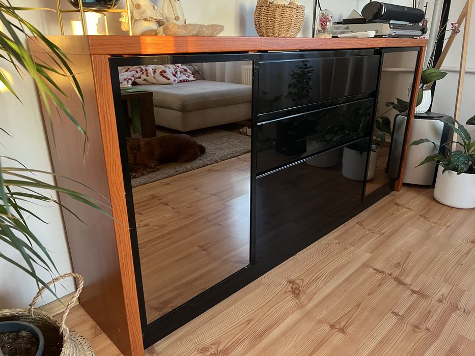 Komplet szafka RTV + Komoda czarny połysk