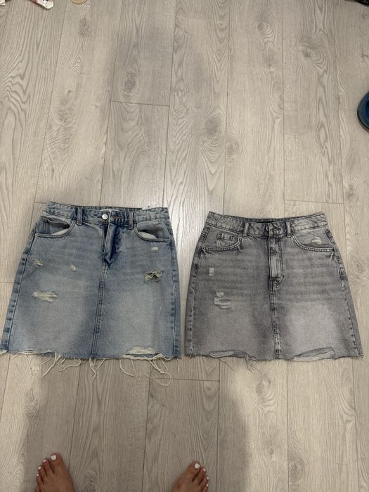 Юбка новая джинс серая голубая S