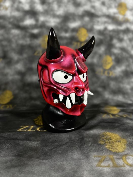 Oni Japońska maska ręcznie robiona | Unikalna dekoracja / cosplay / prezent