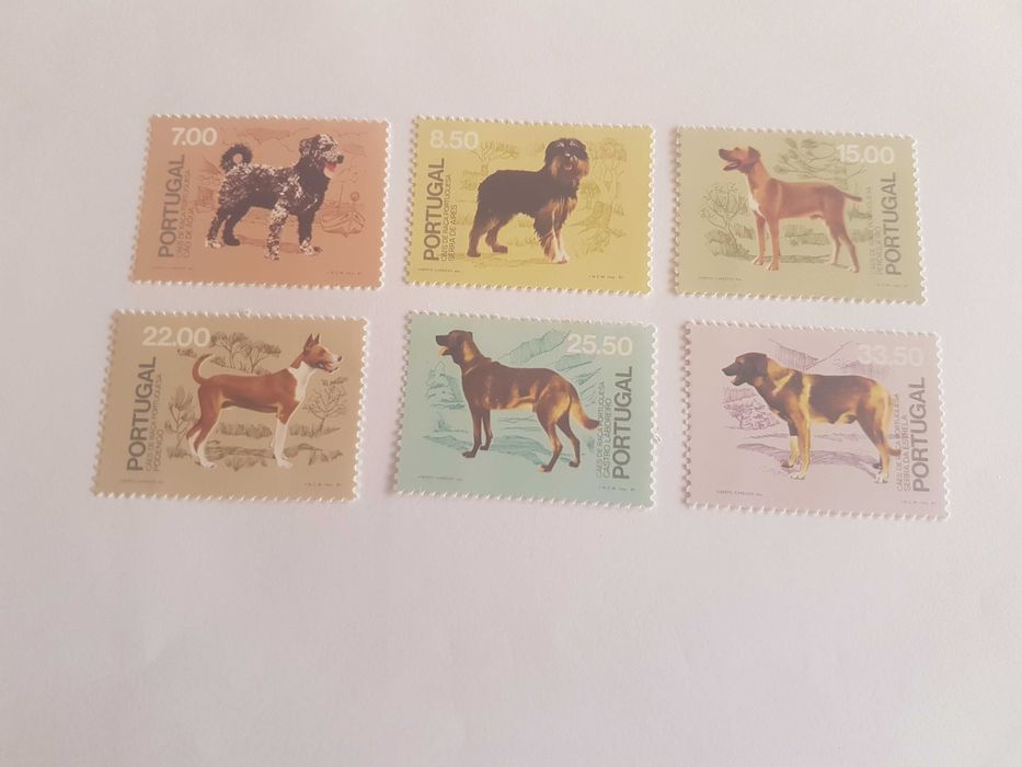 6 Selos Não Utilizados de Cães Raça Portuguesa