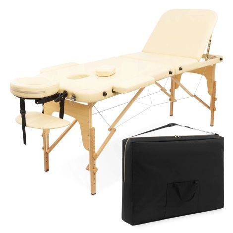 Stół do masażu drewniany z regulacją blatu 60cm beżowy