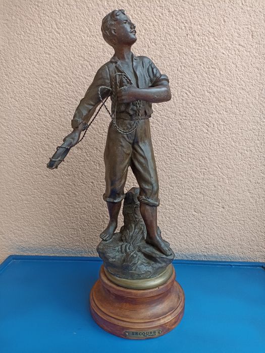 Estatueta escultura "Secours" (Resgate) Charles Ruchot 1880-1925
