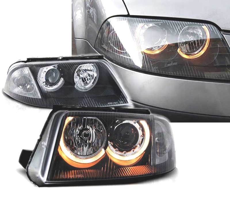 FARÓIS VOLKSWAGEN VW PASSAT 3BG 00-05 ANGEL EYES FUNDO NEGRO