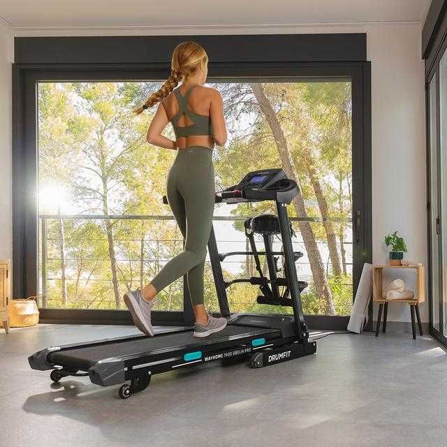 Passadeira eléctrica de corrida dobrável - Cecotec - DrumFit WayHome 1600 Obelia Ultraflex Pro, com Cinto de Massagem, Halteres, etc