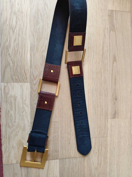 Piękny unikatowy pasek czarno brązowy w stylu vintage