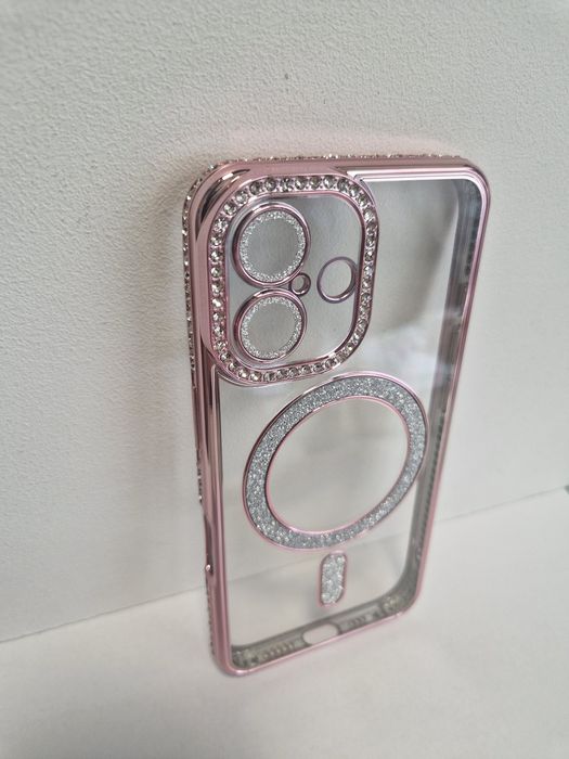 Bling Magsafe Case do Iphone 16 różowy