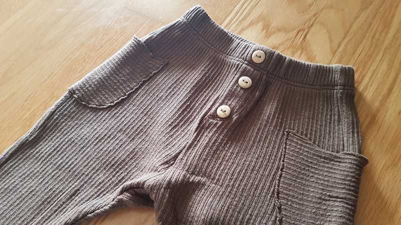 Calças caneladas em malha, castanhas, 9 meses