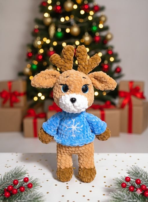 Вязаные игрушки оленята новый год