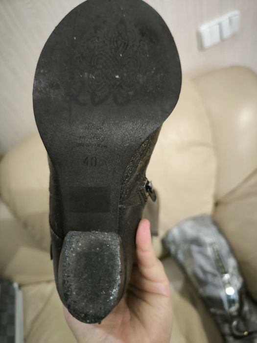 Сапоги женские серебро