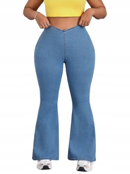 Shein dzwony jeansy wysoki stan niebieskie s 11ed