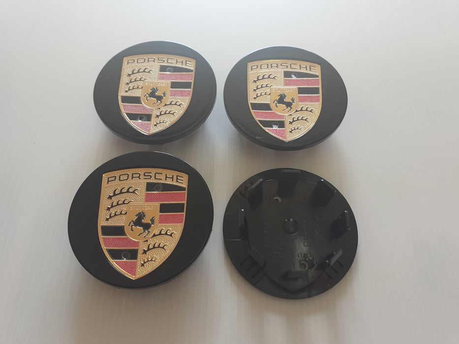 Centros/tampas de jante completos Porsche com 56, 60, 65, 68 e 76 mm