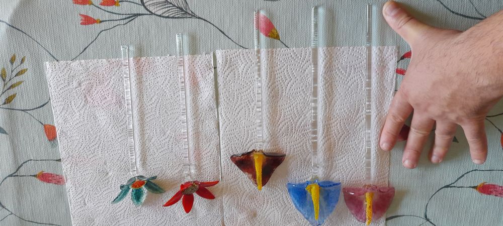 Conjunto de 5 flores em cristal