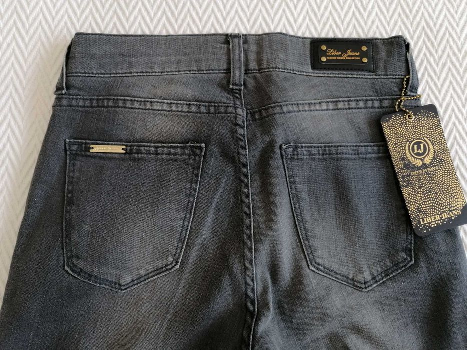 Calças de ganga cinzentas da Liber Jeans, Novas, 36, Made in Portugal