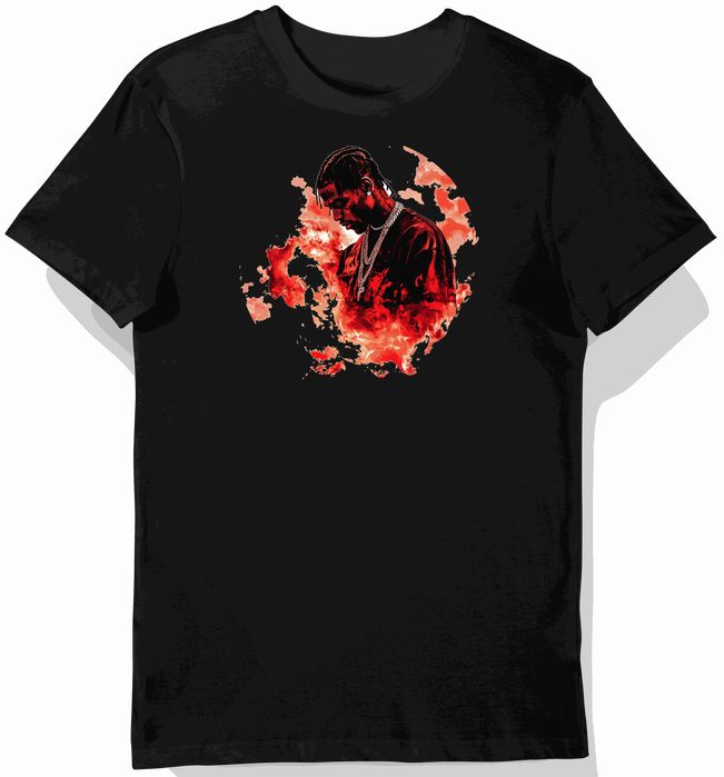 Koszulka męska czarna z nadrukiem Travis Scott hip-hop S