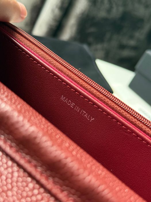 Сумка Chanel WOC чорна, бургунді люкс