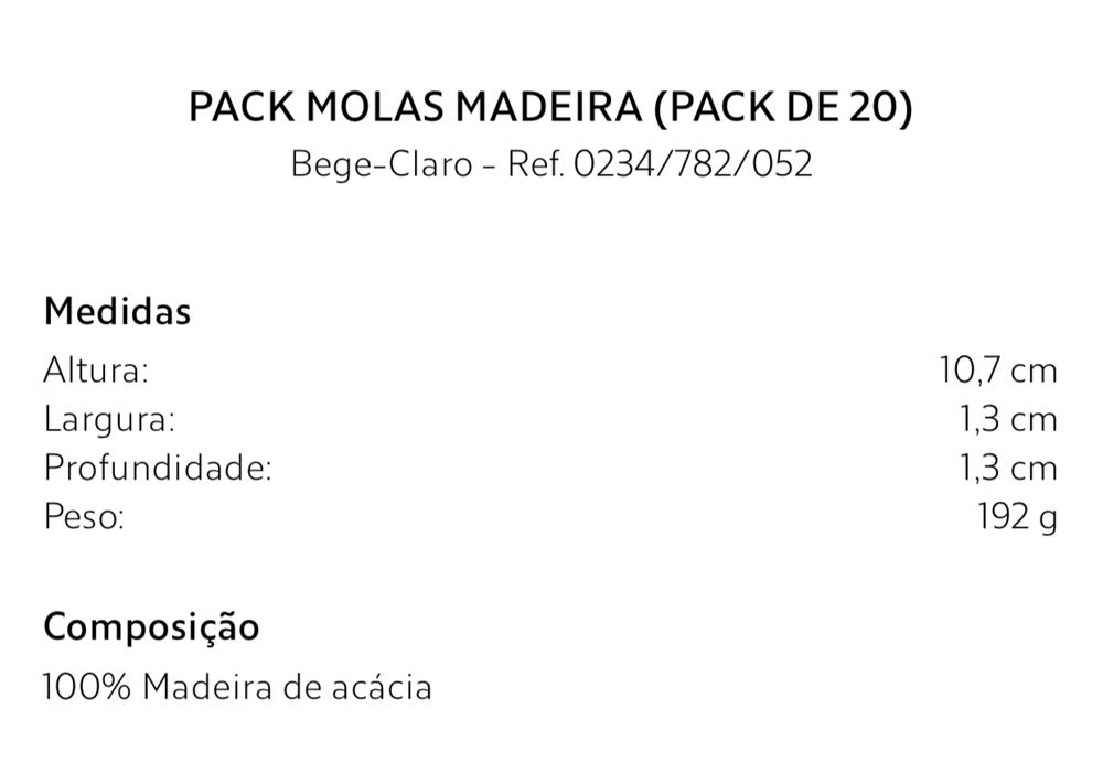Pack Molas Madeira (PACK DE 20) Zara Home NOVO