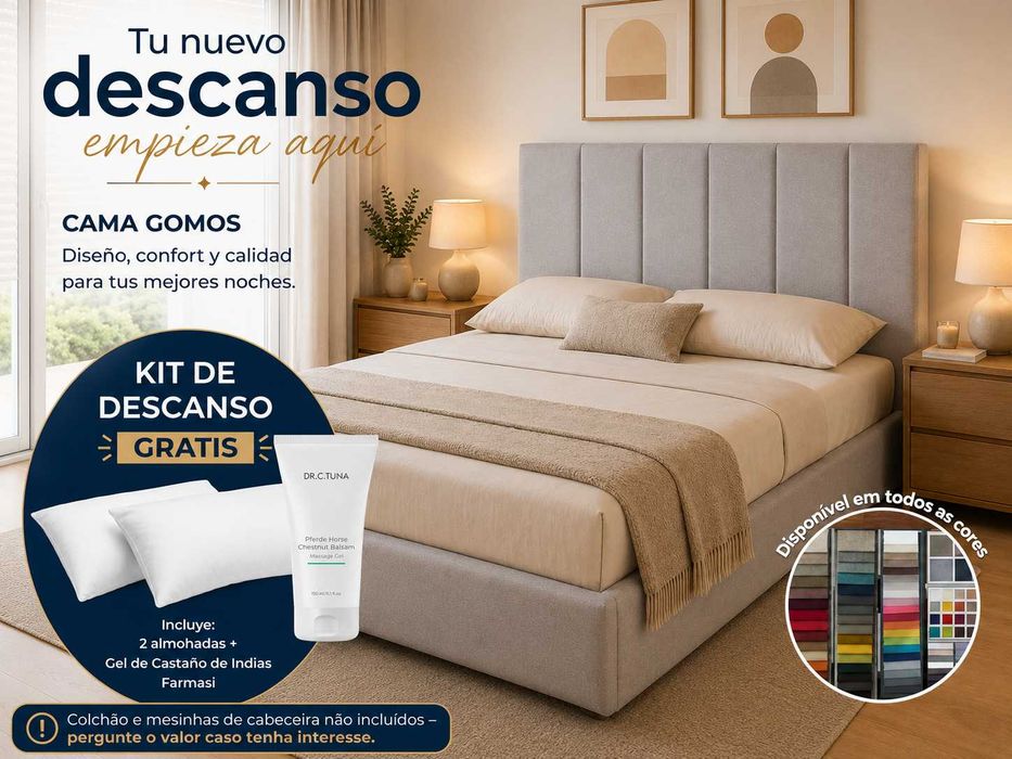 Camas De Casal Estofadas ALTA GAMA - MODELO GOMOS - Top de Gama 190x140m Estrado Incluído!!