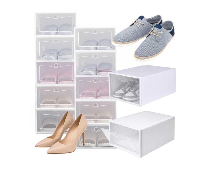 Organizer Na Buty 12x Pudełko Zamykane Szafka Modułowa Pojemnik Na Obuwie Garderoba Szafa Przezroczyste Drzwiczki