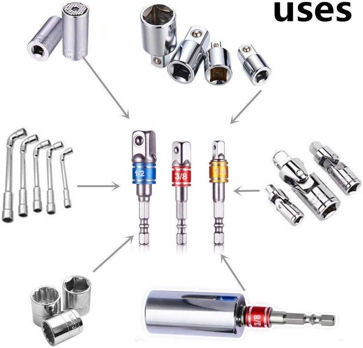 Adapter do kluczy nasadowych guyiste 3szt