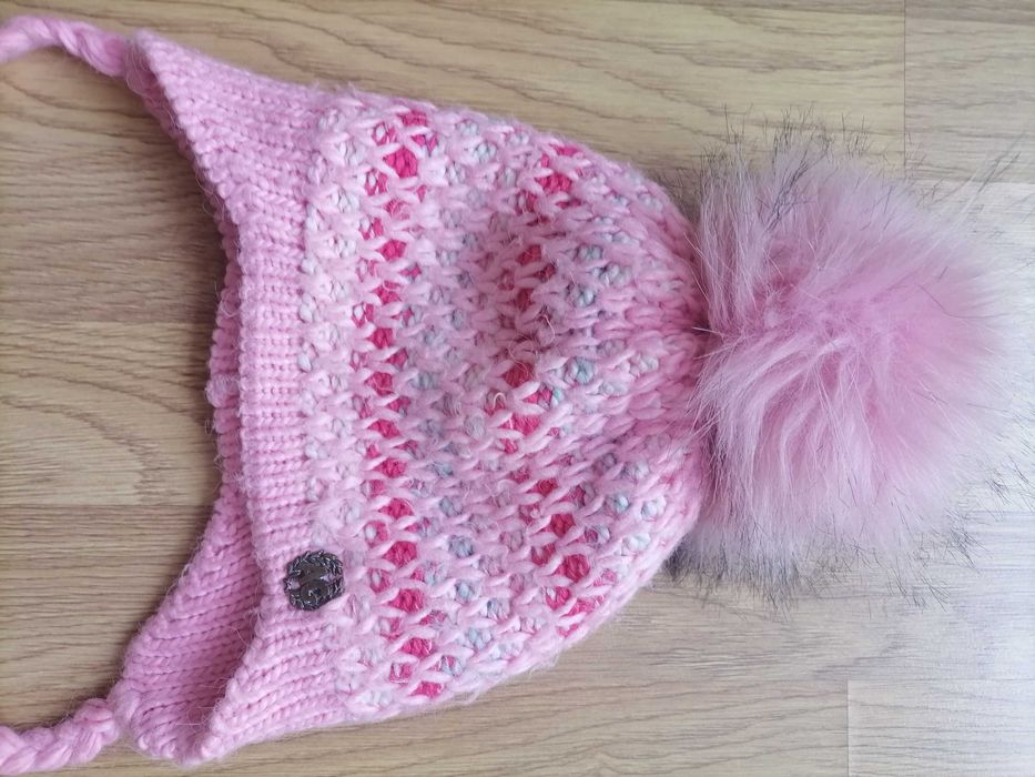 Шапочка зимова на флісі на дівчинку 2-4 роки