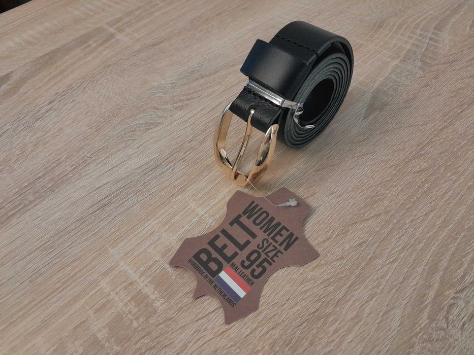 Nowy pasek damski z Holandii/ Fancy Style/czarny/95 cm/ klamra złota