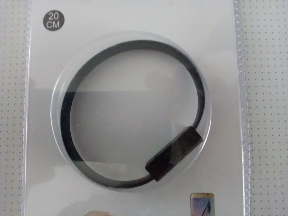 Pulseira Cabo USB preto de 20 cm para Android - NOVO - PORTES GRÁTIS