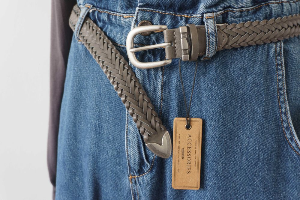 Nowy pasek Medicine pleciony szary ozdobny boho damski męski