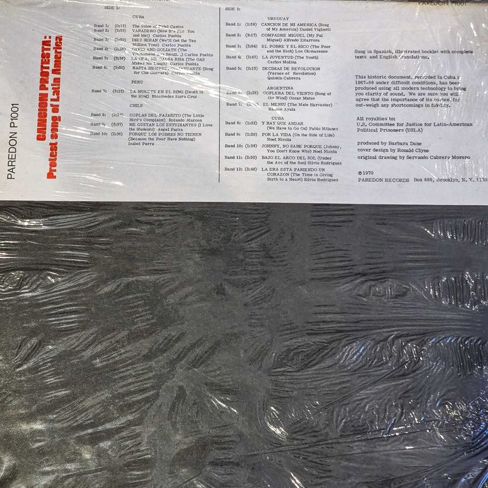 LP Cancion Protesta — Protest Song of Latin America | Paredon P1001 | 1970 | Near Mint