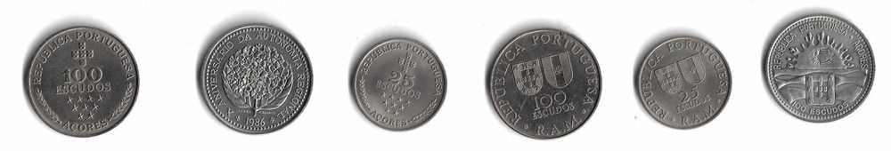 Açores e Madeira - 6 Moedas Comemorativas