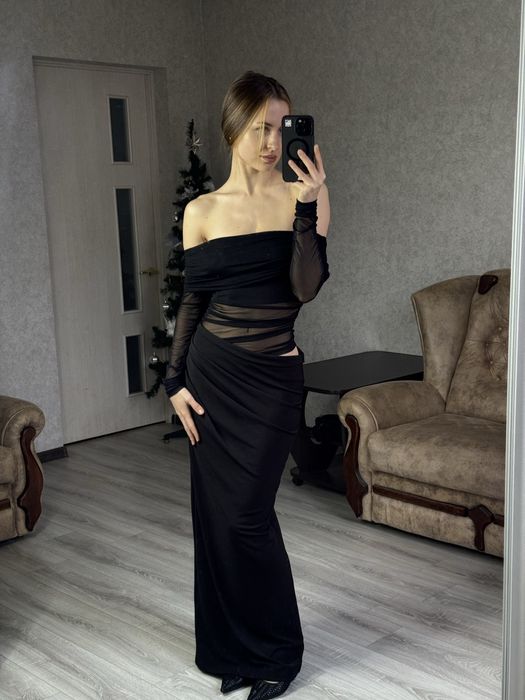 Сукня жіноча святкова дуже розкішна розмір s вставки еластична сітка