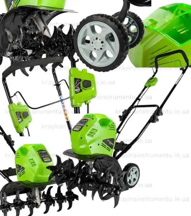 Акумуляторний культиватор GREENWORKS (1400 Вт, 56 см, 40 В, 6 фрез, Li-Ion, з АКБ і ЗП)