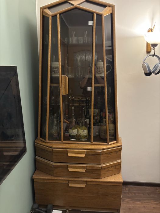 Witryna Barek Gablota Lity Dąb