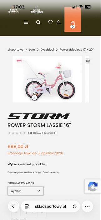 Rowerek dzieciecy dla dziewczynki STORM