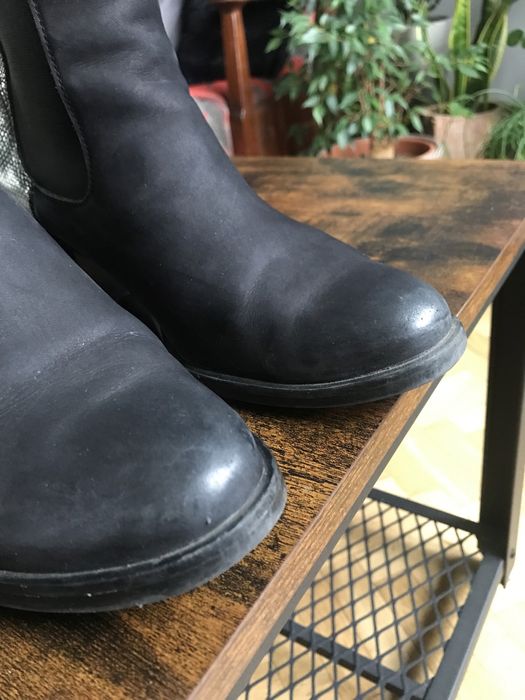 Botki Badura czarne skóra 100% zamsz croco 38