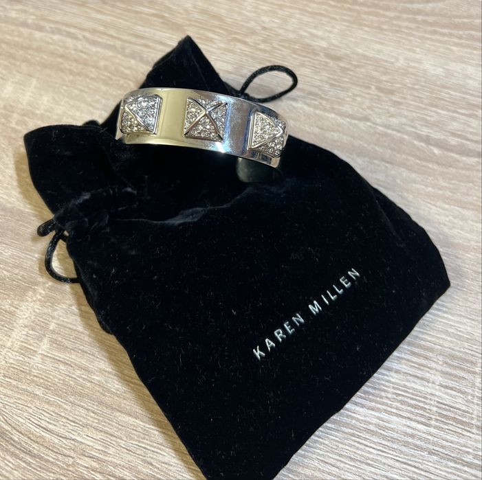 Karen Millen сріблястий браслет з інкрустованими кристалами