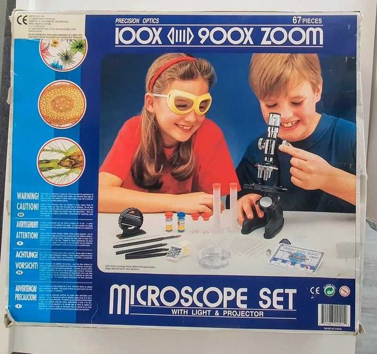 Microscópio set antigo 100x