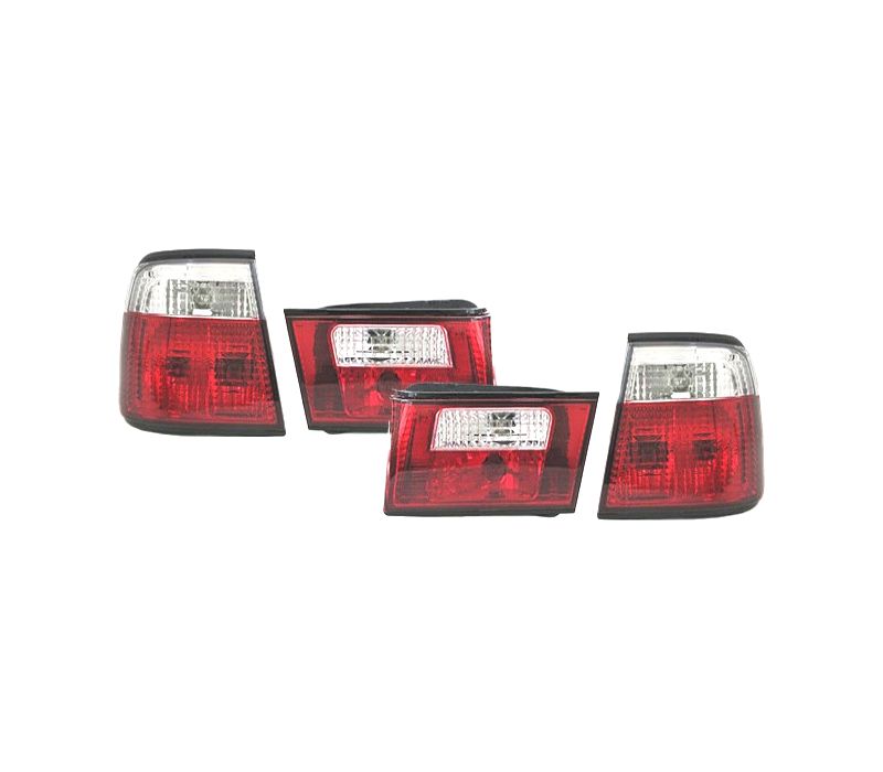 FAROLINS TRASEIROS BMW SERIE 5 E34 88-95 VERMELHO CROMADO