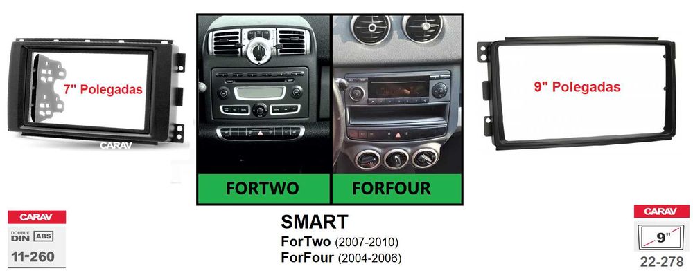 Rádio 2DIN • SMART ForTwo (2007 a 2017)• ForFour • Android GPS 451 454