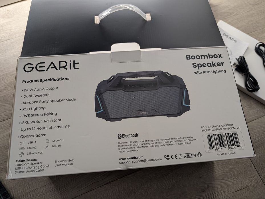 Блутуз колонка GEARit Boombox RGB 120W Power Bank JBL Sony Anker