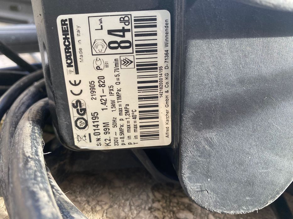 Lavadora karcher k2.99 para peças com mangueira e lança