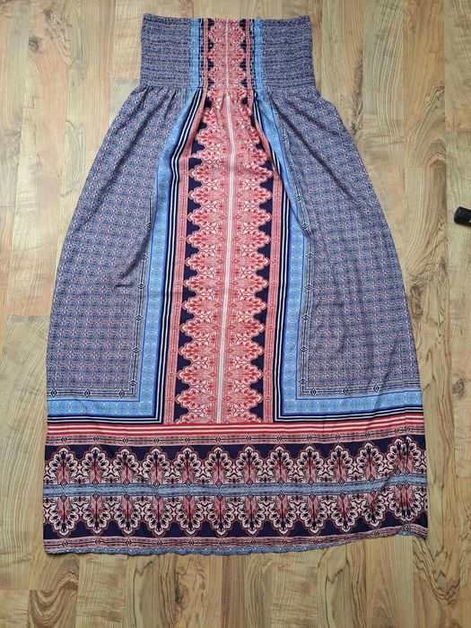 Sukienka maxi ATMOSPHERE 44/46 etniczny wzór strapless