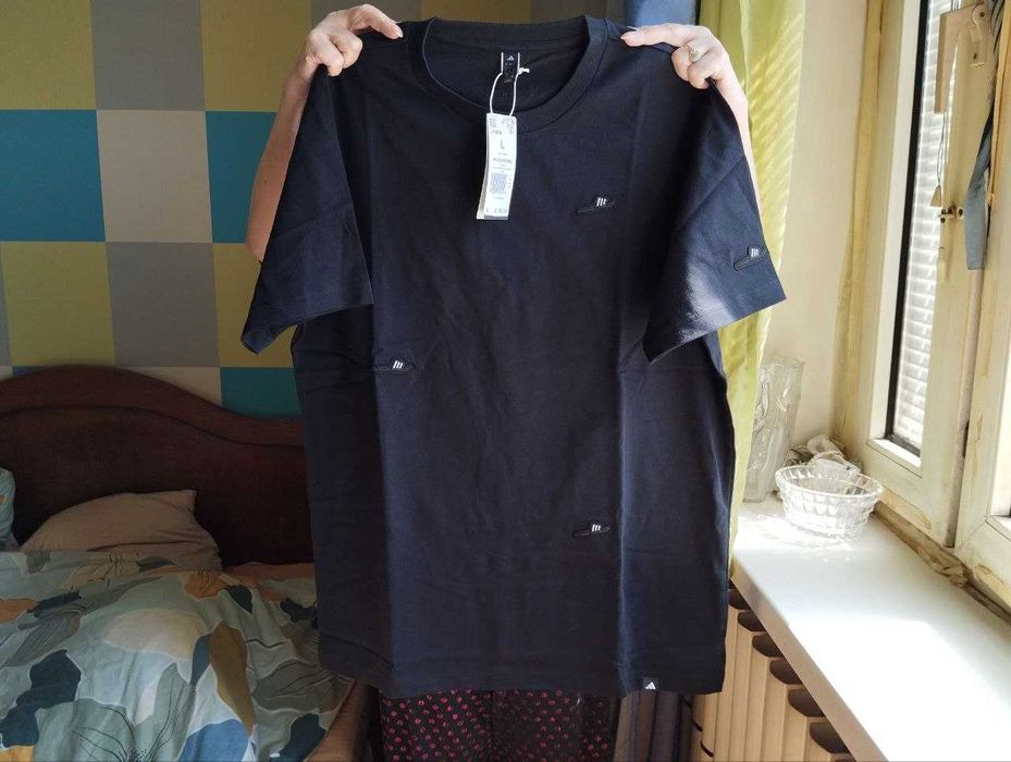 Adidas Оригинал Новая Футболка США 100% Коттон 2025 год Черная