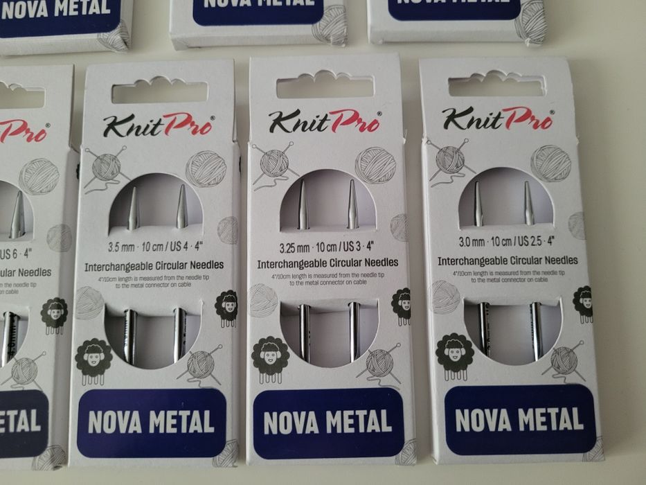 Knitpro Nova druty metalowe 13cm 10cm wymienne Special żyłki Swivel