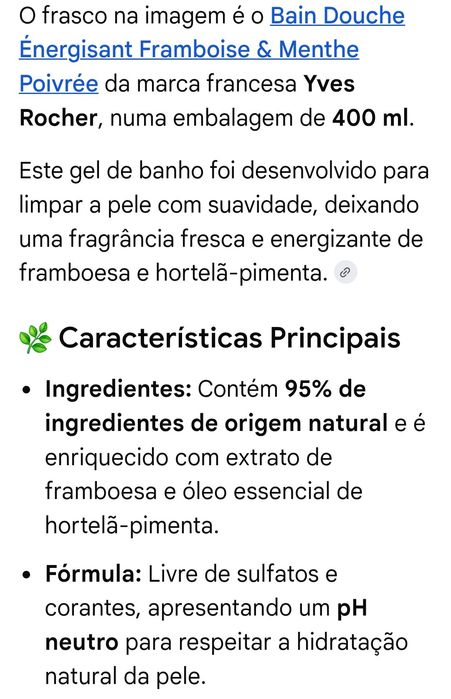 Gel de Banho Framboesa & Hortelã Pimenta 400ml Yves Rocher