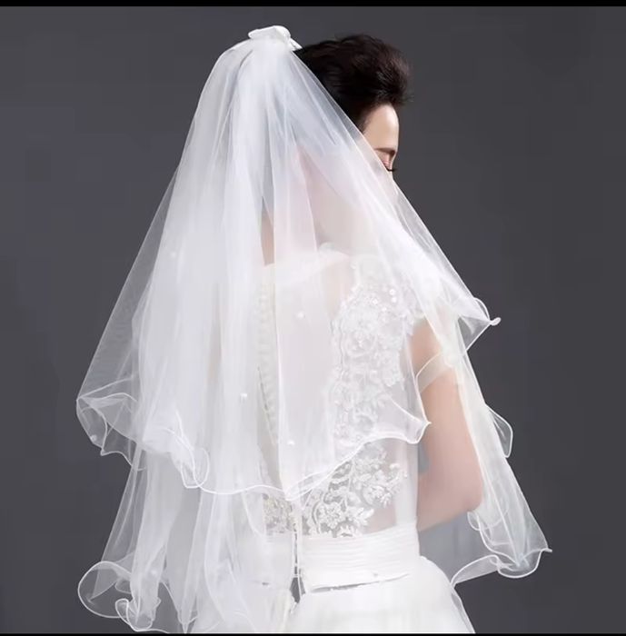 Весільна фата з бантиком 60 см