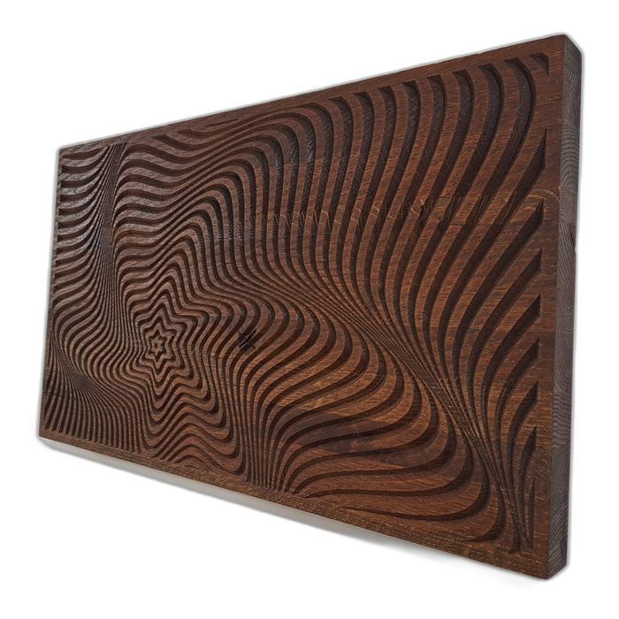 Abstrakcyjna dekoracja z drewna 3D 53 × 31 cm – hipnotyczny wzór