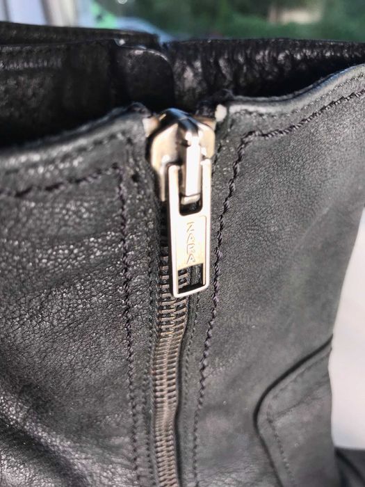 Czarne skórzane botki Zara 38 skóra naturalna 23,8 cm